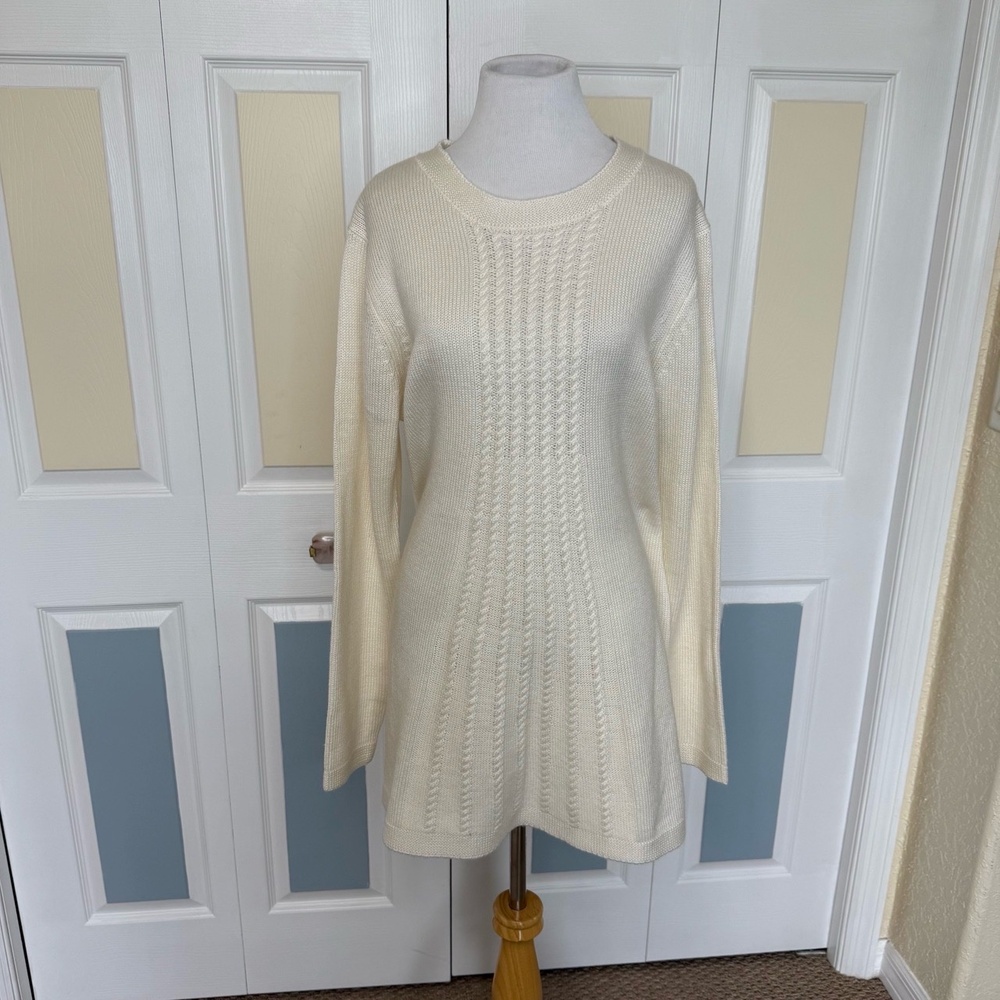 NWT Soft Surroundings Sweater Dress Womens Size XL Off White‎ Cream Cable Knit